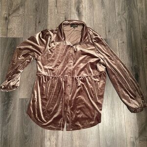 Suzanne Betro mushroom velveteen blouse